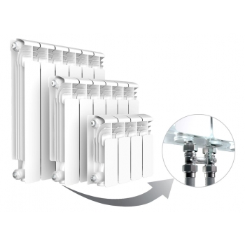 Алюминиевый радиатор Rifar Alum Ventil 500, 10 секций, с нижним левым подключением